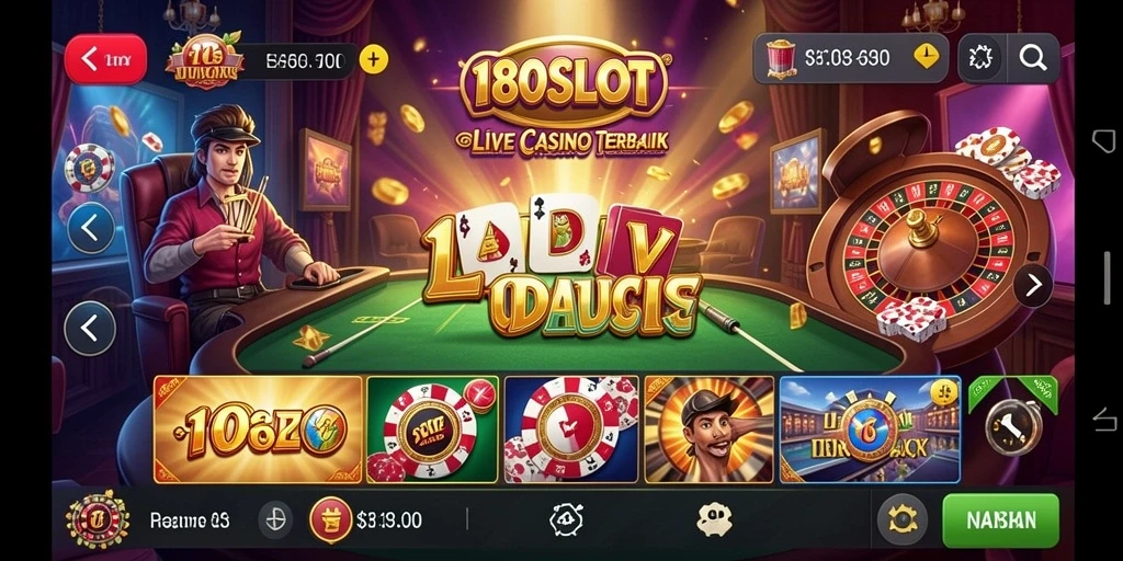 Screenshot gameplay Live Casino 180SLOT yang mendebarkan.