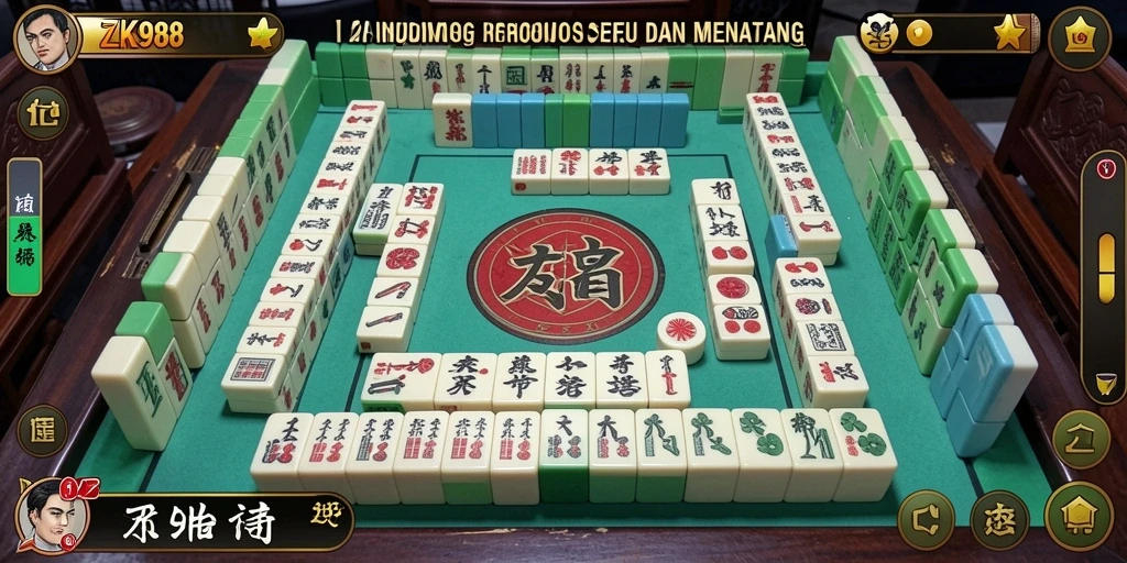 Tangkapan layar dari gameplay ZK988 yang menunjukkan pengaturan Mahjong yang menarik.